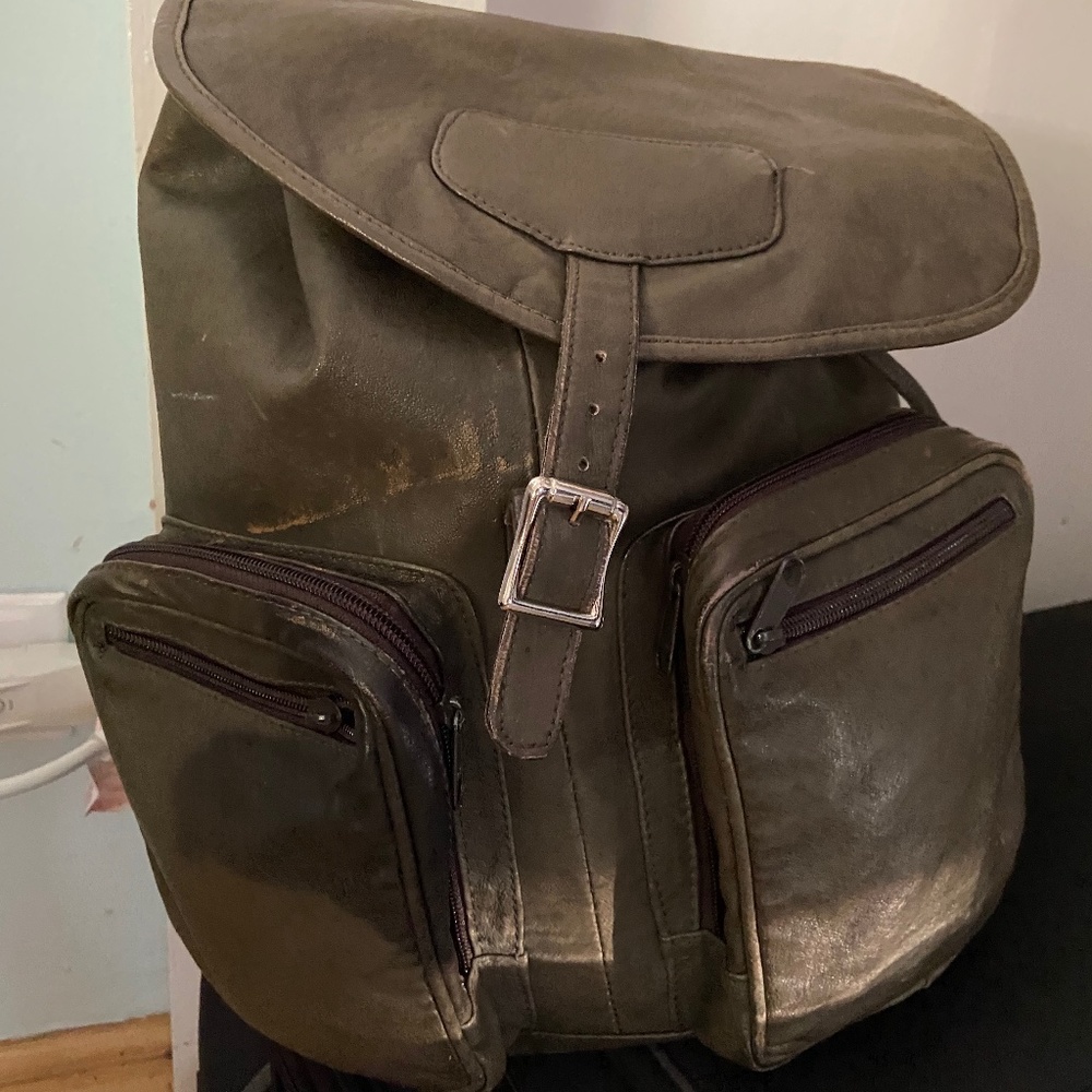 Real leather backpack